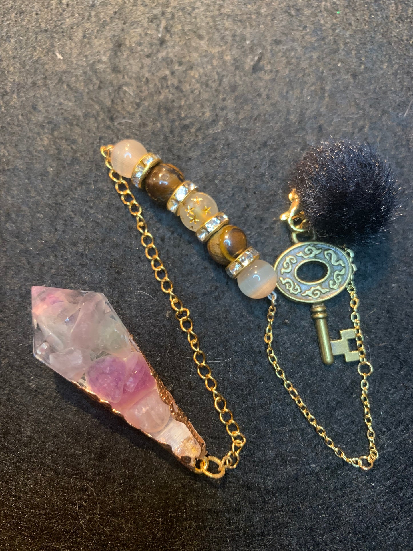 Pendule en Fluorite et Œil de Tigre