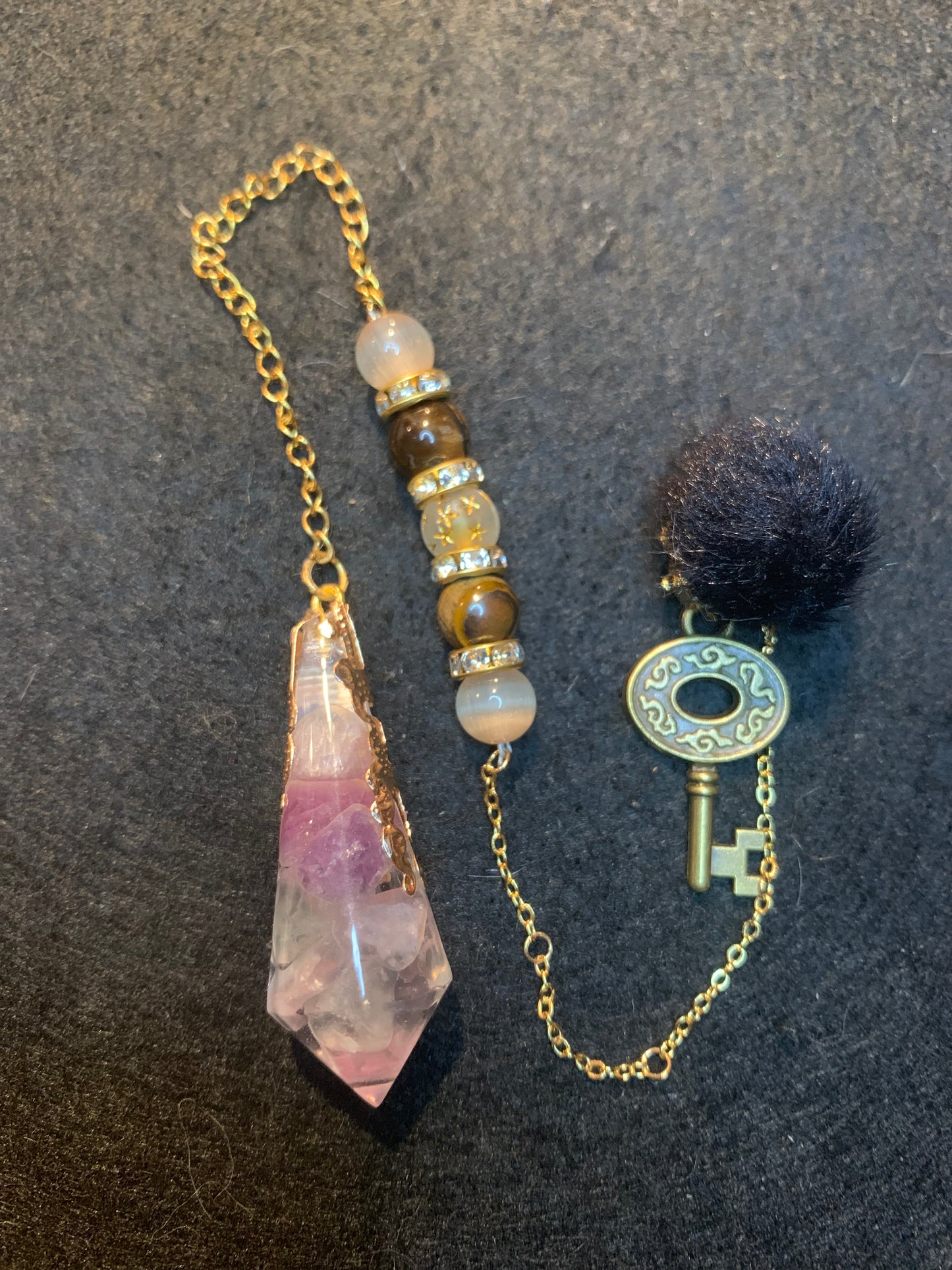 Pendule en Fluorite et Œil de Tigre