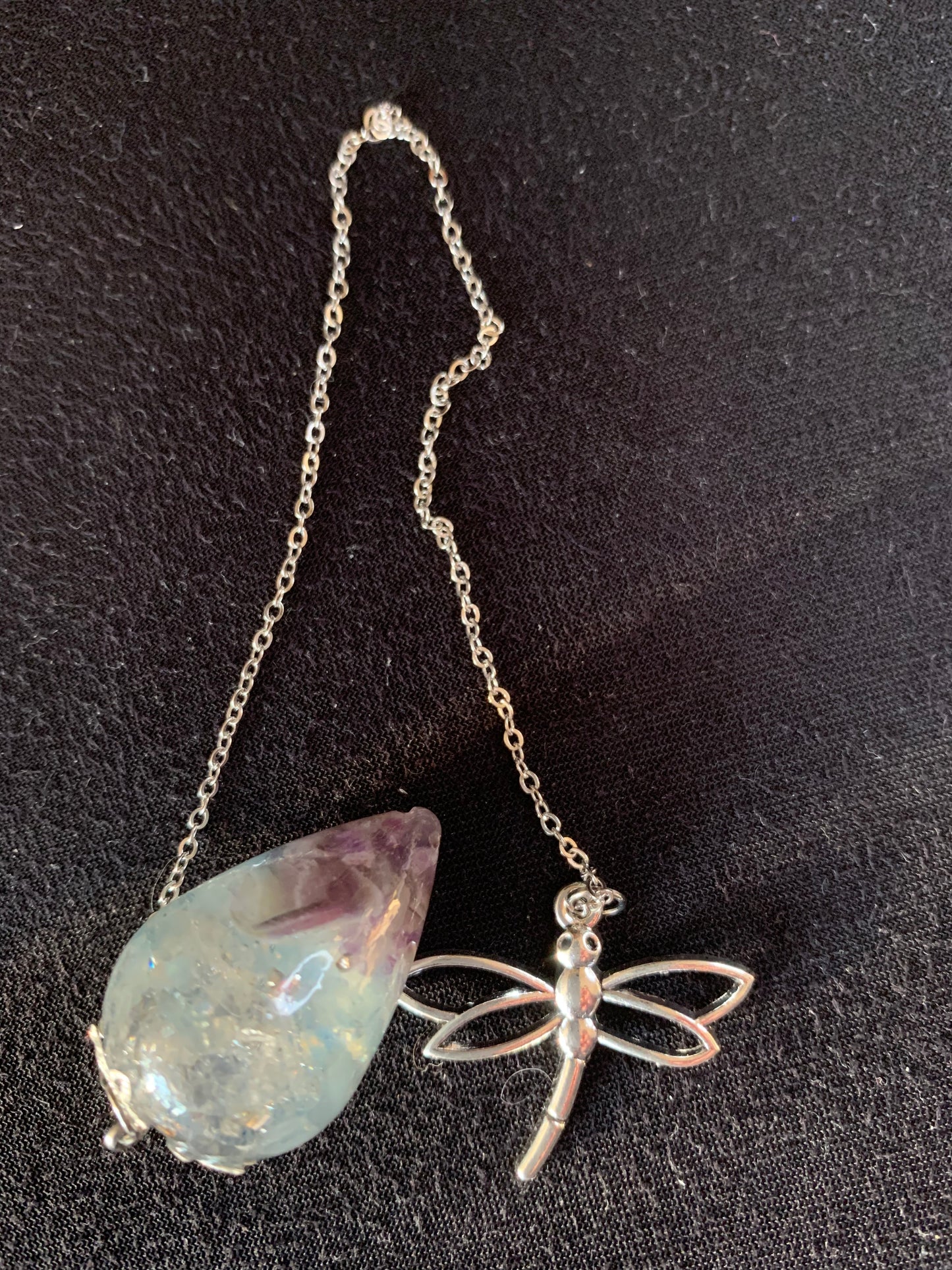 Pendule en Améthyste, Aigue-Marine et Cristal de Roche