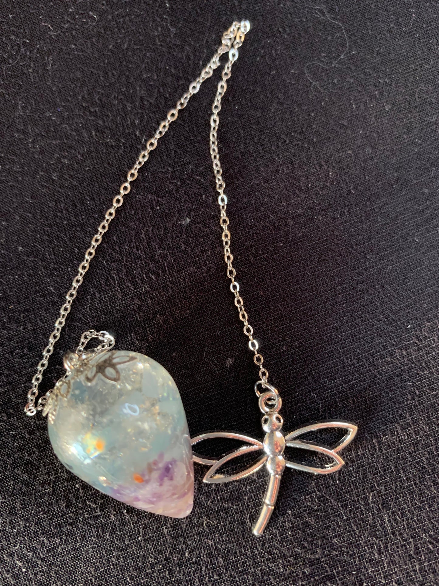 Pendule en Améthyste, Aigue-Marine et Cristal de Roche