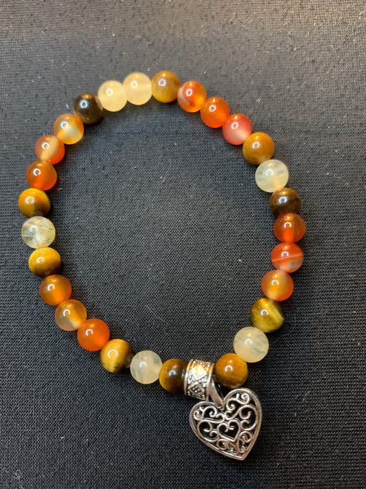 Oeil de tigre,cornaline,citrine