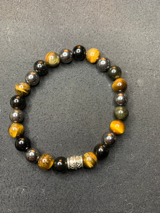 Oeil de tigre,obsidienne noir,hématite