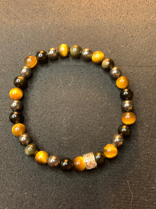 Oeil de tigre,obsidienne noir,hématite