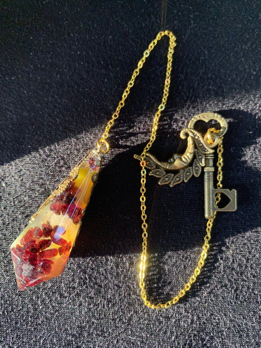 Pendule en Grenat et Agate Jaune