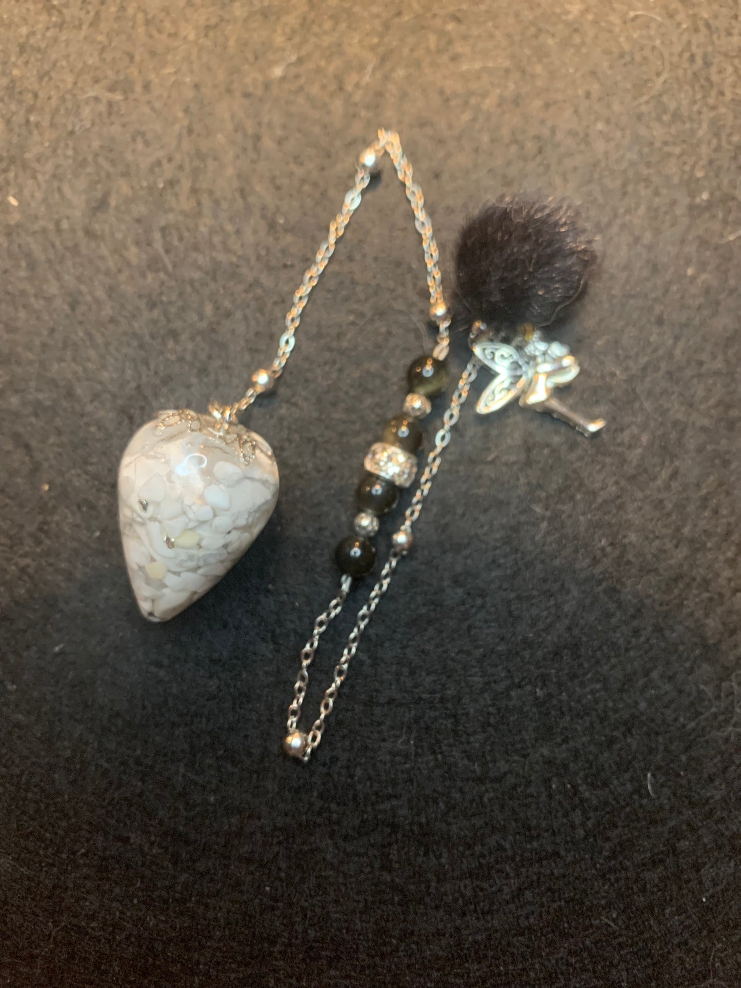 Pendule en Howlite et Obsidienne Noire
