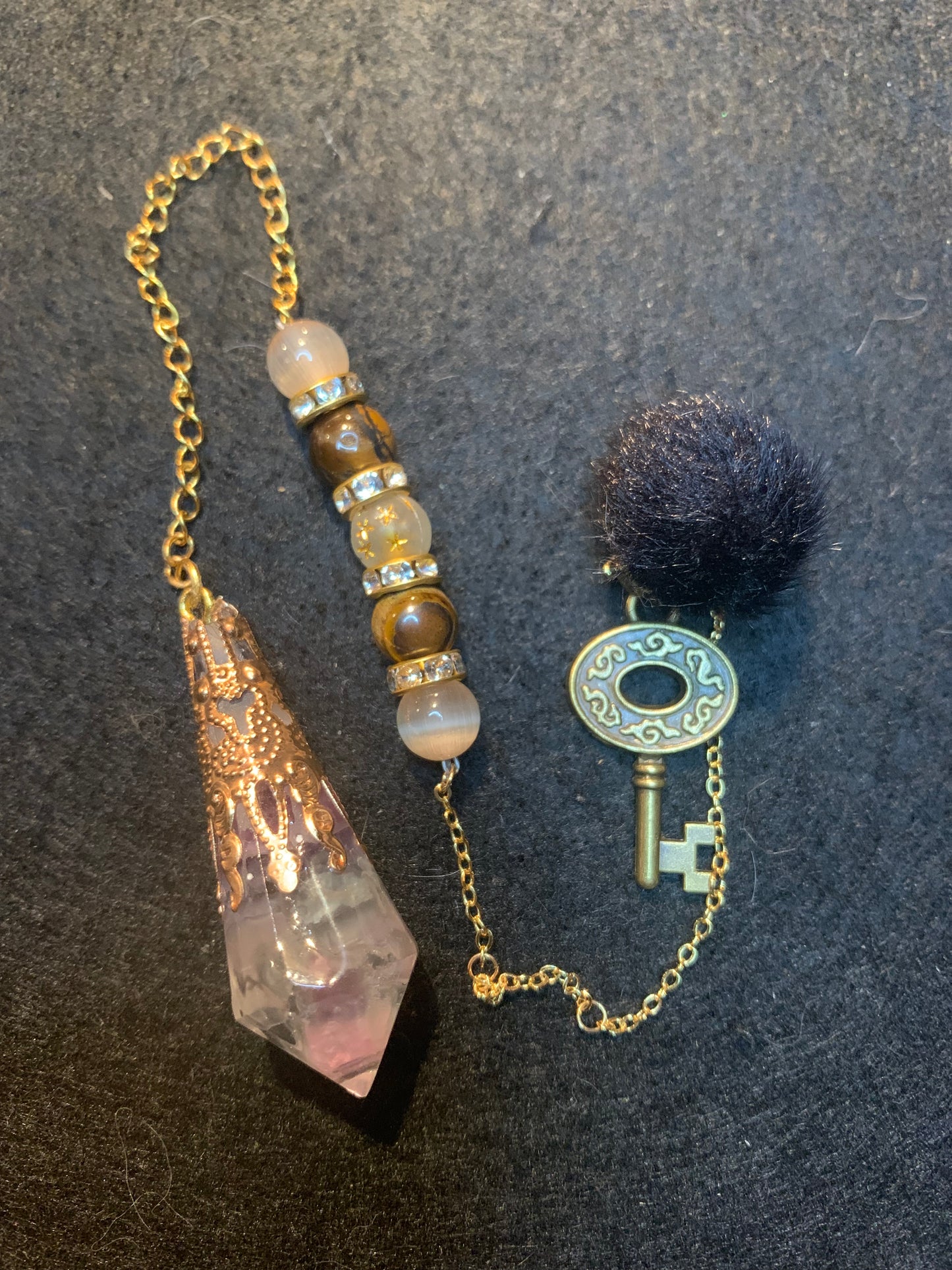 Pendule en Fluorite et Œil de Tigre