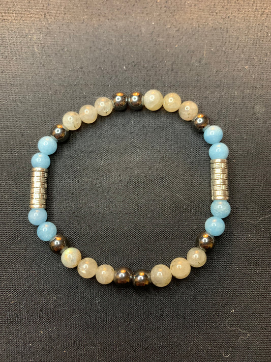 Labradorite,hématite,calcédoine
