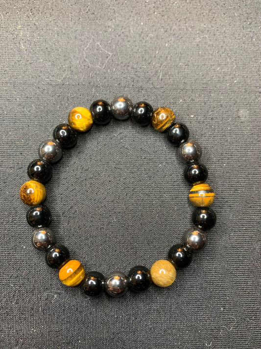 Oeil de tigre,obsidienne noir,hématite